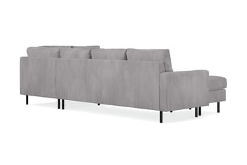 Peppe 4-seters Høyrevendt U-formet Sofa med Divan og Sjeselong i Manchester - Mørk grå - Møbler - Sofaer - U-sofa