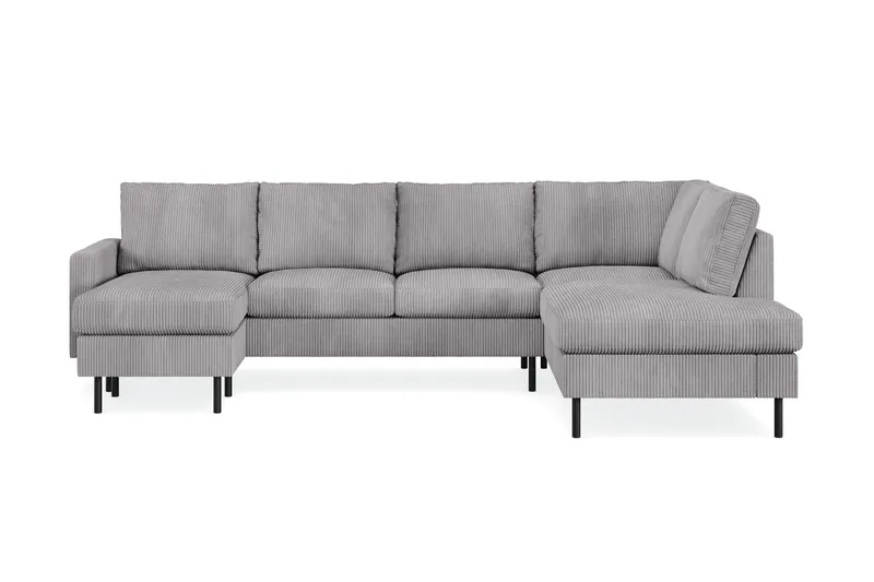 Peppe 4-seters Høyrevendt U-formet Sofa med Divan og Sjeselong i Manchester - Mørk grå - Møbler - Sofaer - U-sofa