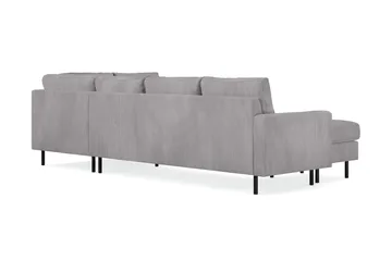 Peppe 4-seters Høyrevendt U-formet Sofa med Divan og Sjeselong i Manchester - Mørk grå - Møbler - Sofaer - U-sofa