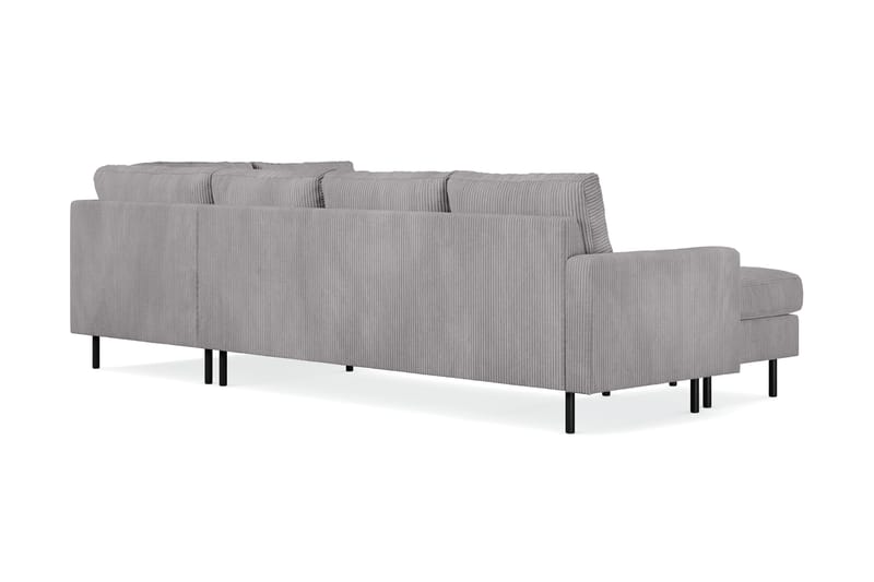 Peppe 4-seters Høyrevendt U-formet Sofa med Divan og Sjeselong i Manchester - Mørk grå - Møbler - Sofaer - U-sofa
