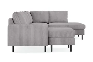 Peppe 4-seters Høyrevendt U-formet Sofa med Divan og Sjeselong i Manchester - Mørk grå - Møbler - Sofaer - U-sofa