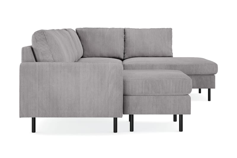 Peppe 4-seters Høyrevendt U-formet Sofa med Divan og Sjeselong i Manchester - Mørk grå - Møbler - Sofaer - U-sofa