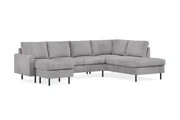Peppe 4-seters Høyrevendt U-formet Sofa med Divan og Sjeselong i Manchester - Mørk grå - Møbler - Sofaer - U-sofa