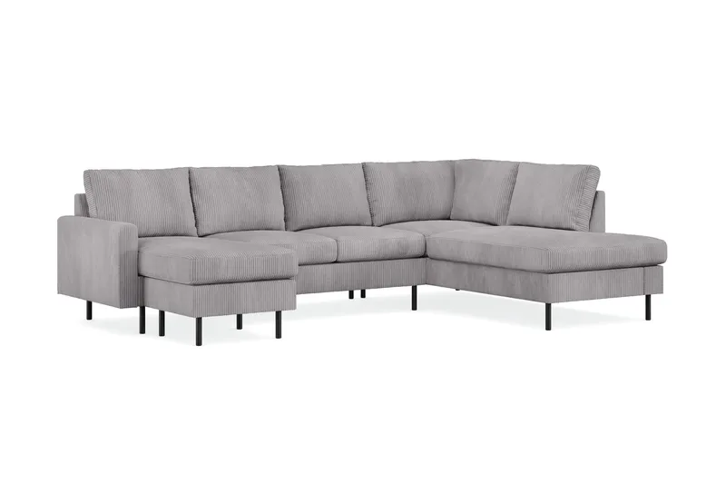 Peppe 4-seters Høyrevendt U-formet Sofa med Divan og Sjeselong i Manchester - Mørk grå - Møbler - Sofaer - U-sofa