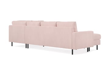 Peppe 4-seters Høyrevendt U-formet Sofa med Divan og Sjeselong i Manchester - Rosa - Møbler - Sofaer - U-sofa