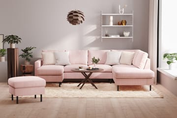 Peppe 4-seters Høyrevendt U-formet Sofa med Divan og Sjeselong i Manchester - Rosa - Møbler - Sofaer - U-sofa