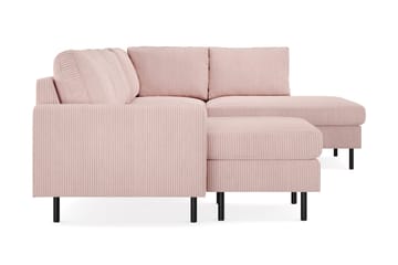 Peppe 4-seters Høyrevendt U-formet Sofa med Divan og Sjeselong i Manchester - Rosa - Møbler - Sofaer - U-sofa