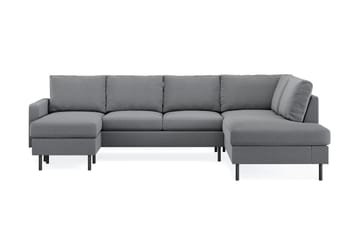 Peppe 4-seters Høyrevendt U-formet Sofa med Divan og Sjeselong i Stoff - Lys grå - Møbler - Sofaer - U-sofa