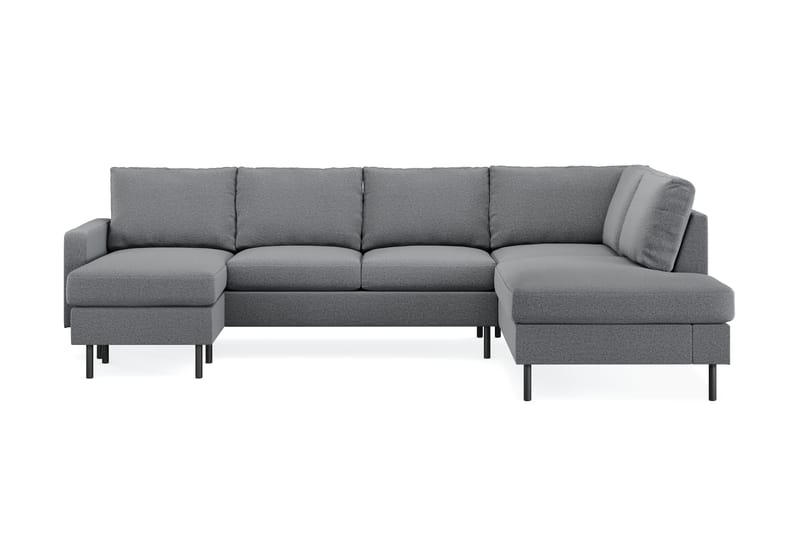 Peppe 4-seters Høyrevendt U-formet Sofa med Divan og Sjeselong i Stoff - Lys grå - Møbler - Sofaer - U-sofa