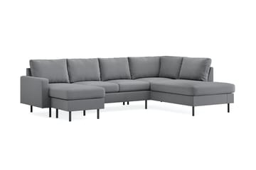 Peppe 4-seters Høyrevendt U-formet Sofa med Divan og Sjeselong i Stoff - Lys grå - Møbler - Sofaer - U-sofa