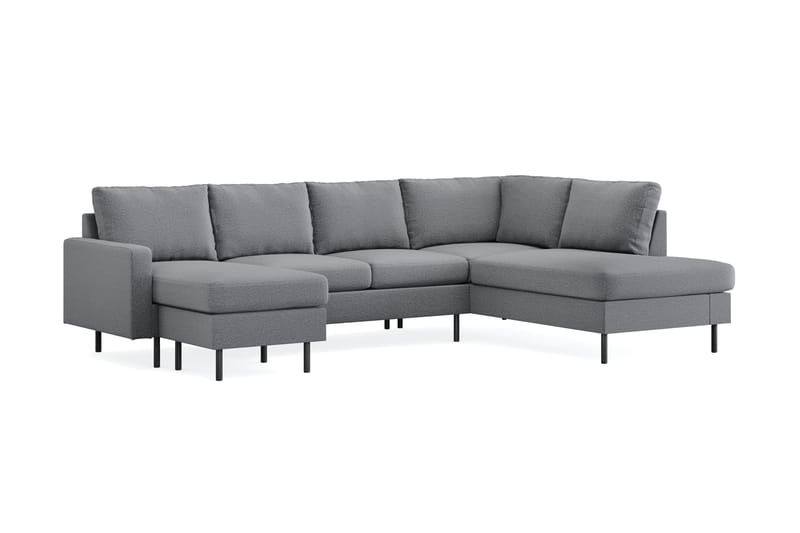 Peppe 4-seters Høyrevendt U-formet Sofa med Divan og Sjeselong i Stoff - Lys grå - Møbler - Sofaer - U-sofa