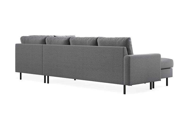 Peppe 4-seters Høyrevendt U-formet Sofa med Divan og Sjeselong i Stoff - Lys grå - Møbler - Sofaer - U-sofa