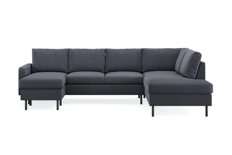 Peppe 4-seters Høyrevendt U-formet Sofa med Divan og Sjeselong i Stoff - Mørk grå - Møbler - Sofaer - U-sofa