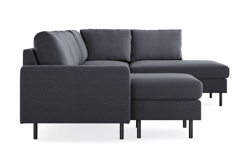 Peppe 4-seters Høyrevendt U-formet Sofa med Divan og Sjeselong i Stoff - Mørk grå - Møbler - Sofaer - U-sofa