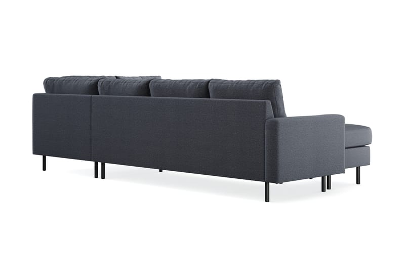 Peppe 4-seters Høyrevendt U-formet Sofa med Divan og Sjeselong i Stoff - Mørk grå - Møbler - Sofaer - U-sofa