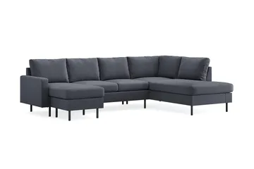 Peppe 4-seters Høyrevendt U-formet Sofa med Divan og Sjeselong i Stoff - Mørk grå - Møbler - Sofaer - U-sofa