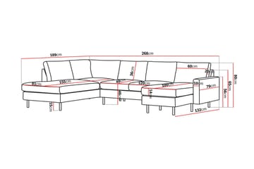 Peppe 4-seters Venstrevendt U-formet Sofa med Divan og Sjeselong i Manchester - Beige - Møbler - Sofaer - U-sofa