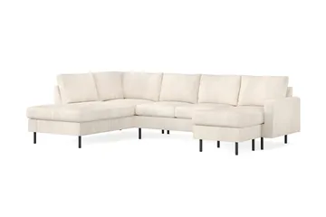 Peppe 4-seters Venstrevendt U-formet Sofa med Divan og Sjeselong i Manchester - Beige - Møbler - Sofaer - U-sofa