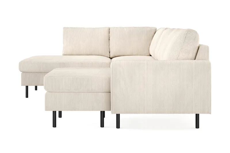 Peppe 4-seters Venstrevendt U-formet Sofa med Divan og Sjeselong i Manchester - Beige - Møbler - Sofaer - U-sofa