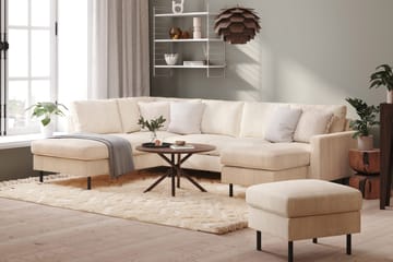 Peppe 4-seters Venstrevendt U-formet Sofa med Divan og Sjeselong i Manchester - Beige - Møbler - Sofaer - U-sofa