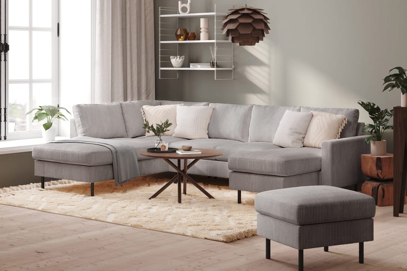 Peppe 4-seters Venstrevendt U-formet Sofa med Divan og Sjeselong i Manchester - Mørk grå - Møbler - Sofaer - U-sofa