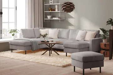 Peppe 4-seters Venstrevendt U-formet Sofa med Divan og Sjeselong i Manchester - Mørk grå - Møbler - Sofaer - U-sofa