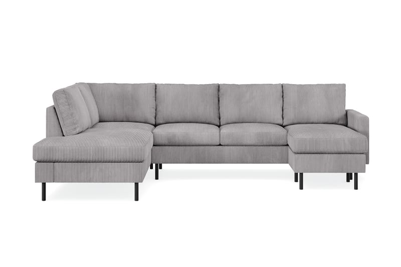 Peppe 4-seters Venstrevendt U-formet Sofa med Divan og Sjeselong i Manchester - Mørk grå - Møbler - Sofaer - U-sofa