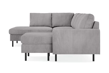 Peppe 4-seters Venstrevendt U-formet Sofa med Divan og Sjeselong i Manchester - Mørk grå - Møbler - Sofaer - U-sofa