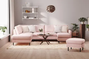 Peppe 4-seters Venstrevendt U-formet Sofa med Divan og Sjeselong i Manchester - Rosa - Møbler - Sofaer - U-sofa