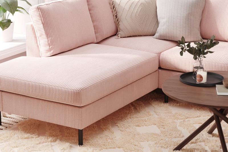 Peppe 4-seters Venstrevendt U-formet Sofa med Divan og Sjeselong i Manchester - Rosa - Møbler - Sofaer - U-sofa