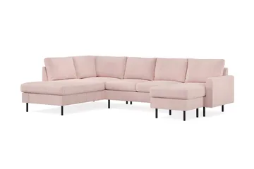 Peppe 4-seters Venstrevendt U-formet Sofa med Divan og Sjeselong i Manchester - Rosa - Møbler - Sofaer - U-sofa