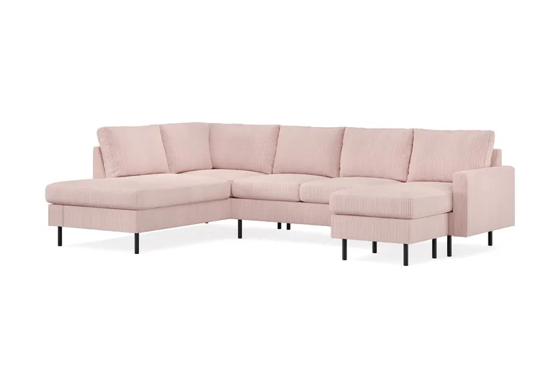 Peppe 4-seters Venstrevendt U-formet Sofa med Divan og Sjeselong i Manchester - Rosa - Møbler - Sofaer - U-sofa