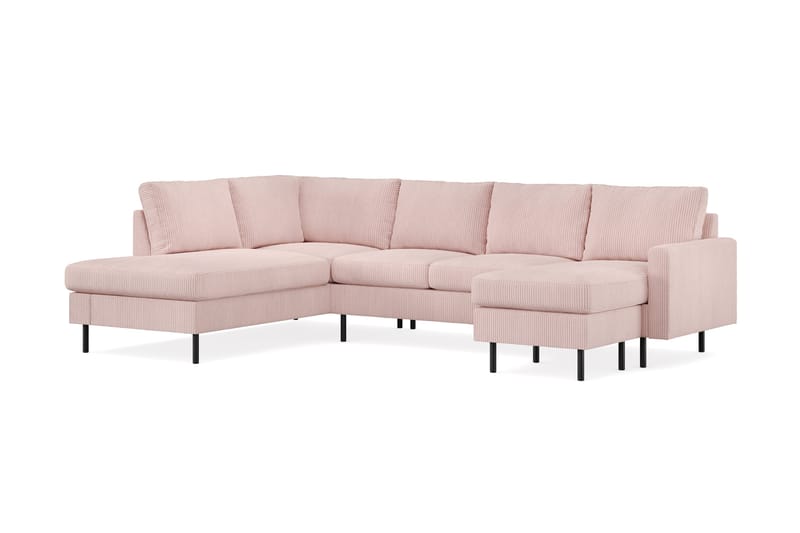 Peppe 4-seters Venstrevendt U-formet Sofa med Divan og Sjeselong i Manchester - Rosa - Møbler - Sofaer - U-sofa