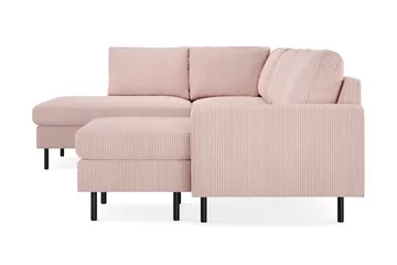 Peppe 4-seters Venstrevendt U-formet Sofa med Divan og Sjeselong i Manchester - Rosa - Møbler - Sofaer - U-sofa