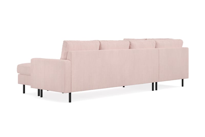 Peppe 4-seters Venstrevendt U-formet Sofa med Divan og Sjeselong i Manchester - Rosa - Møbler - Sofaer - U-sofa