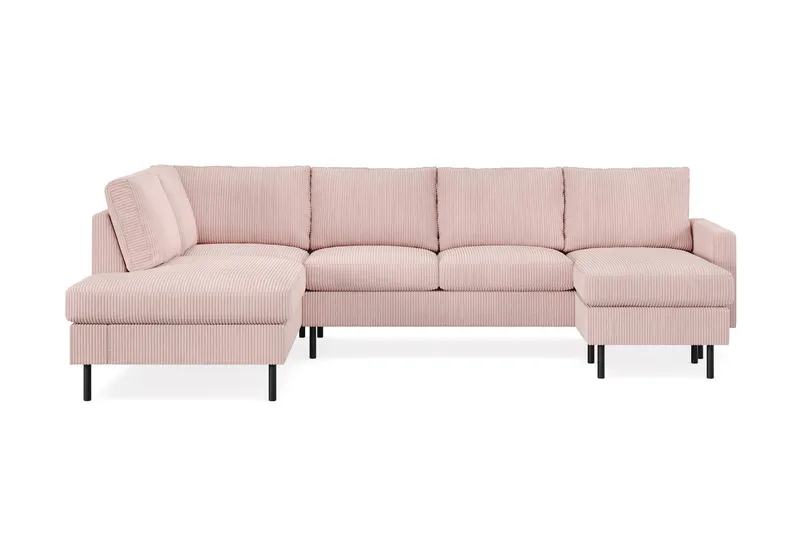 Peppe 4-seters Venstrevendt U-formet Sofa med Divan og Sjeselong i Manchester, Rosa
