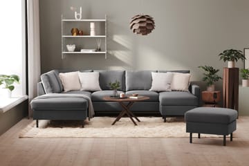 Peppe 4-seters Venstrevendt U-formet Sofa med Divan og Sjeselong i Stoff - Lys grå - Møbler - Sofaer - U-sofa
