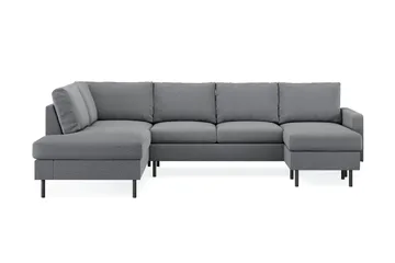 Peppe 4-seters Venstrevendt U-formet Sofa med Divan og Sjeselong i Stoff - Lys grå - Møbler - Sofaer - U-sofa