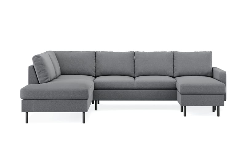 Peppe 4-seters Venstrevendt U-formet Sofa med Divan og Sjeselong i Stoff - Lys grå - Møbler - Sofaer - U-sofa