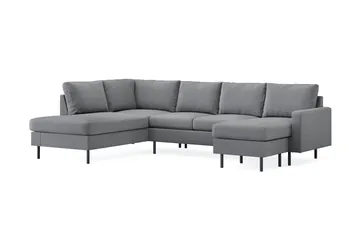 Peppe 4-seters Venstrevendt U-formet Sofa med Divan og Sjeselong i Stoff - Lys grå - Møbler - Sofaer - U-sofa