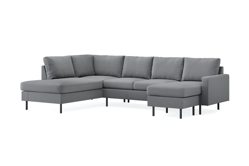 Peppe 4-seters Venstrevendt U-formet Sofa med Divan og Sjeselong i Stoff - Lys grå - Møbler - Sofaer - U-sofa