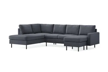 Peppe 4-seters Venstrevendt U-formet Sofa med Divan og Sjeselong i Stoff - Mørk grå - Møbler - Sofaer - U-sofa