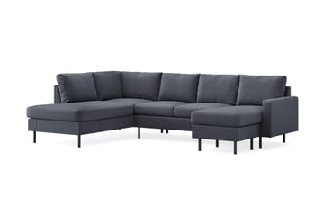 Peppe 4-seters Venstrevendt U-formet Sofa med Divan og Sjeselong i Stoff - Mørk grå - Møbler - Sofaer - U-sofa