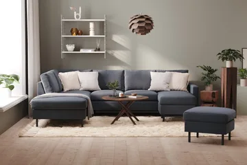 Peppe 4-seters Venstrevendt U-formet Sofa med Divan og Sjeselong i Stoff - Mørk grå - Møbler - Sofaer - U-sofa