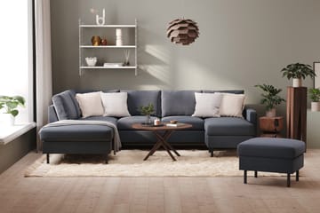 Peppe 4-seters Venstrevendt U-formet Sofa med Divan og Sjeselong i Stoff - Mørk grå - Møbler - Sofaer - U-sofa