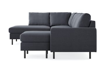 Peppe 4-seters Venstrevendt U-formet Sofa med Divan og Sjeselong i Stoff - Mørk grå - Møbler - Sofaer - U-sofa
