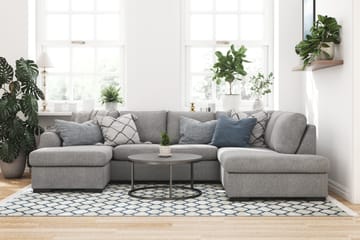 Porto 4-seters Høyrevendt U-formet Sofa med Divan og Sjeselong i Stoff - Lys grå - Møbler - Sofaer - U-sofa