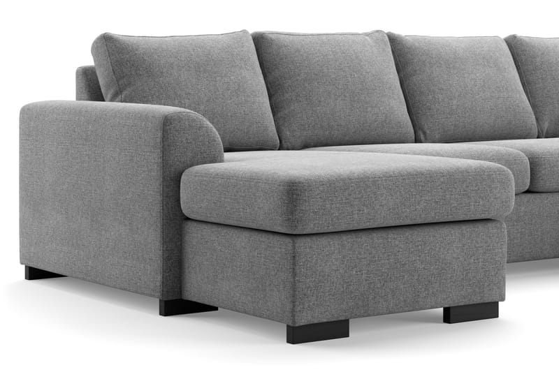 Porto 4-seters U-formet Sofa med Dobbeldivan i Stoff - Grå - Møbler - Sofaer - U-sofa