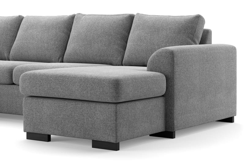 Porto 4-seters Venstrevendt U-formet Sofa med Divan og Sjeselong + Fotskammel i Stoff - Grå - Møbler - Sofaer - U-sofa