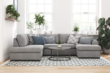 Porto 4-seters Venstrevendt U-formet Sofa med Divan og Sjeselong i Stoff - Grå - Møbler - Sofaer - U-sofa